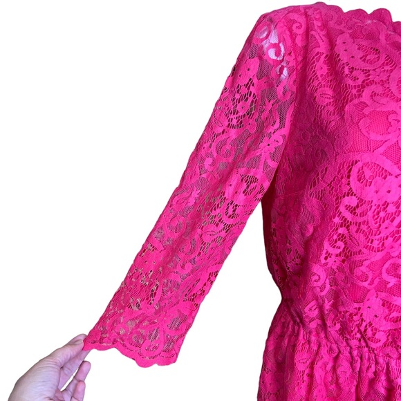 JUICY COUTURE Dress Starlet One Shoulder Lace Pink NWT Size 10 - Picture 5 of 15
